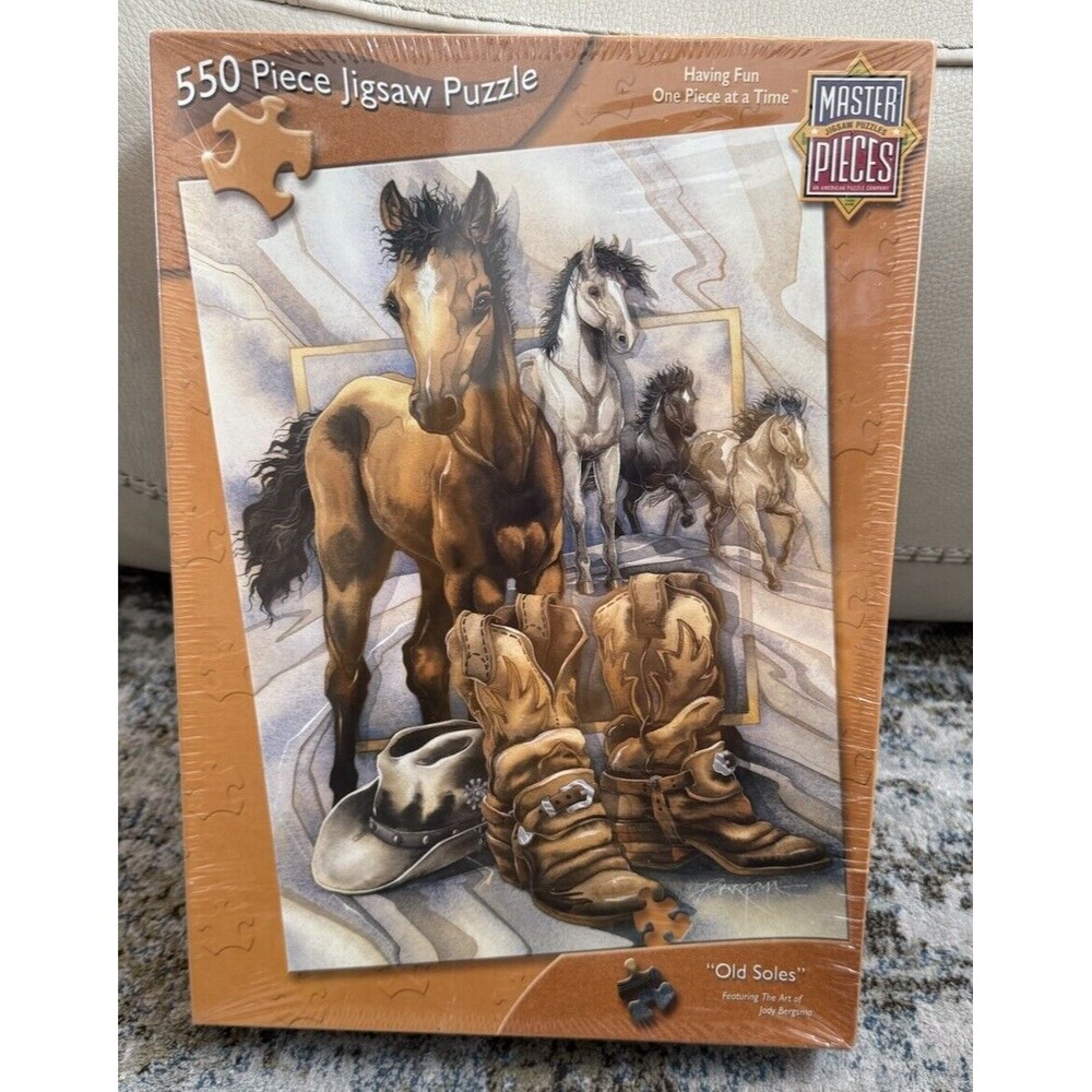 Old Soles 550pc Master Pieces Jigsaw Puzzle Horses Boots Cowboy Bergsma Sealed